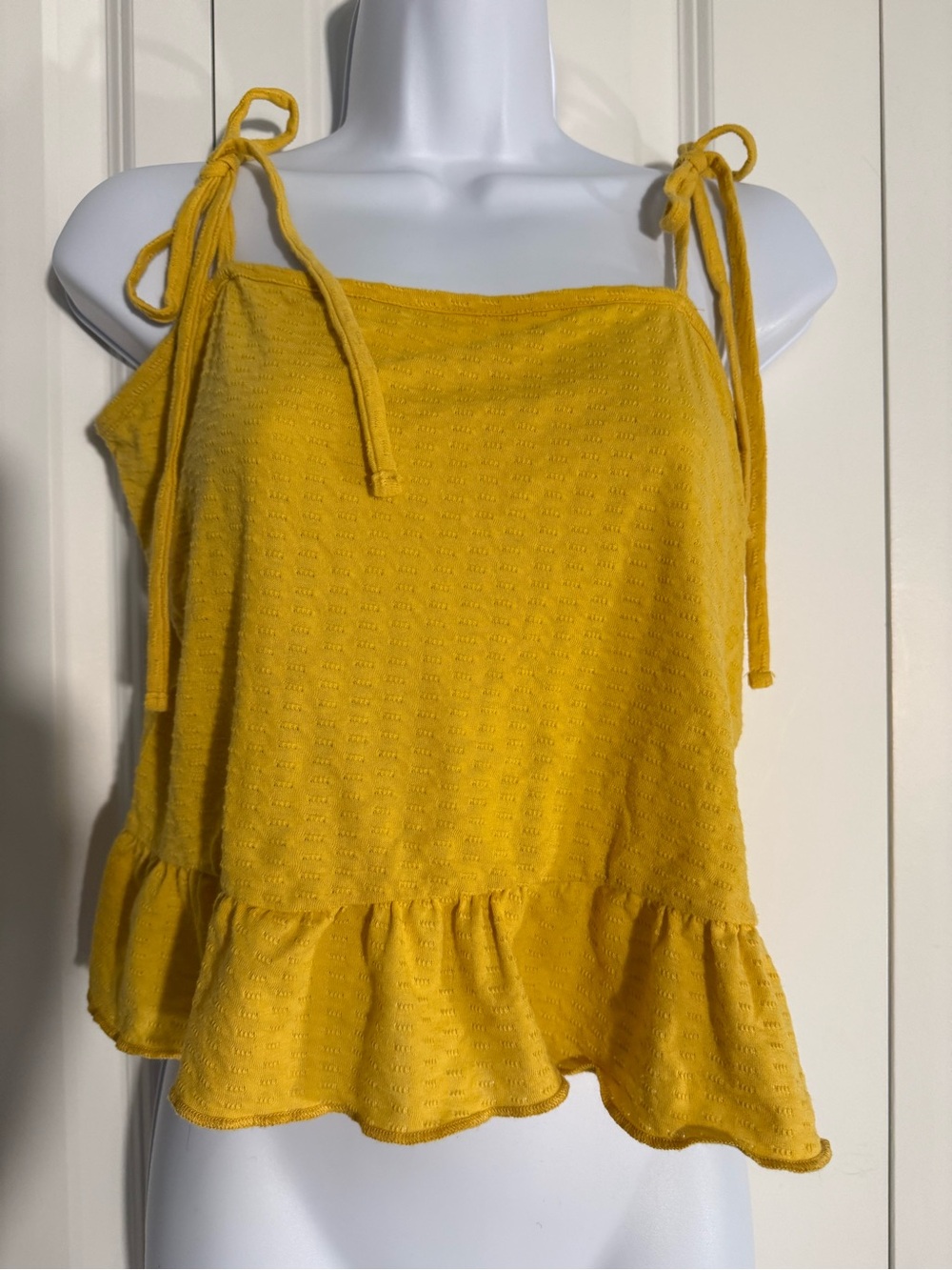 Billabong Mustard Tie-Shoulder Ruffle Tank